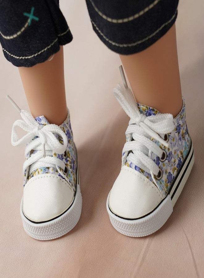 BABESIDE 18 Inch Baby Doll Shoes Sets with Socks for Dolls, 5 Pairs of Dolls Canvas Shoes with 3 Pair of Socks for 18 Inch Baby Doll Accessories, Floral Patterns - Image 3